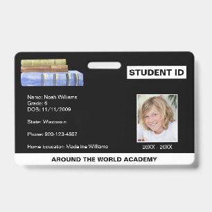 Homeschool-Schüler-ID Buchstapel  Ausweis