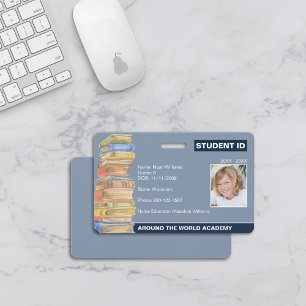Homeschool-Schüler-ID-Stapel Bücher-Abzeichen Ausweis