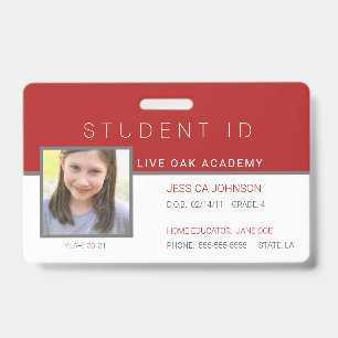 Homeschool Student ID Abzeichen - Modern Red Ausweis