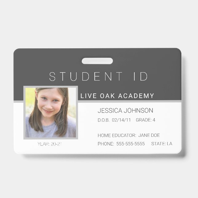 Homeschool Student ID Abzeichen - Modernes Dunkles Ausweis (Vorderseite)