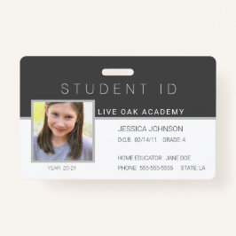 Homeschool Student ID Abzeichen - Modernes Dunkles Ausweis