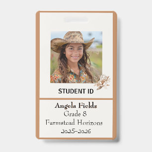Homeschool Student Id Abzeichen Rustic Boho Ausweis