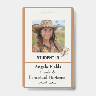 Homeschool Student Id Abzeichen Rustic Boho Ausweis