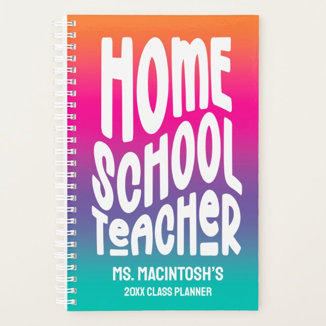 Homeschool Teacher Colorful Ombre Planer (Vorderseite)