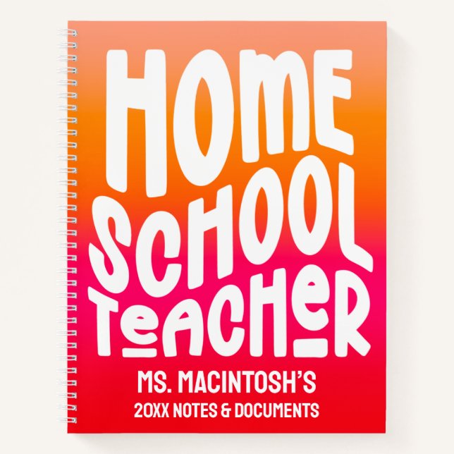 Homeschool Teacher Orange Red Ombre Notizbuch (Vorderseite)