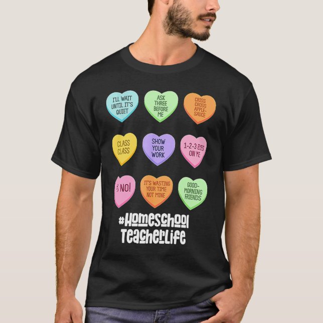 Homeschool Teacher Valentines Day Conversation Hea T-Shirt (Vorderseite)