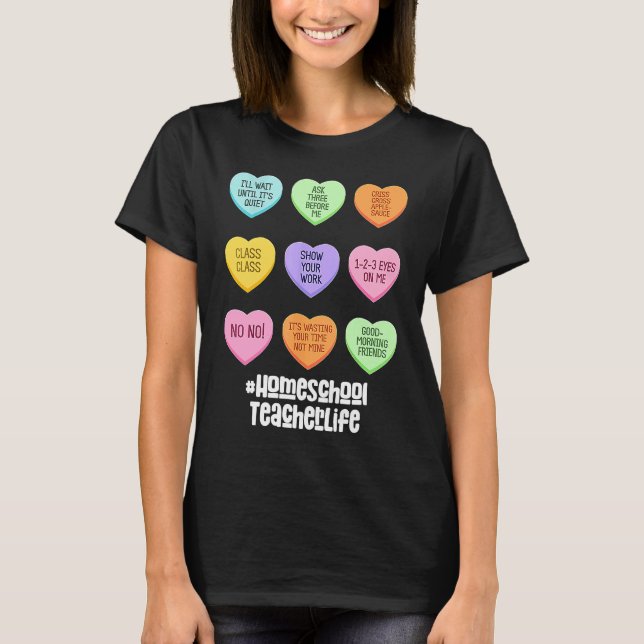 Homeschool Teacher Valentines Day Conversation Hea T-Shirt (Vorderseite)