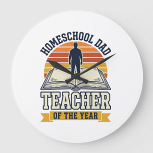 Homeschool-Vater-Lehrer Des Jahres Vintage-Shirt D Große Wanduhr