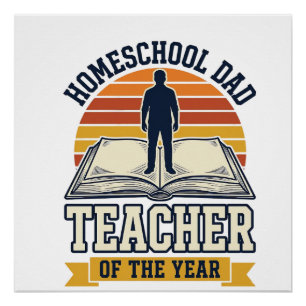 Homeschool-Vater Lehrer Des Jahres Vintage-Shirt D Poster