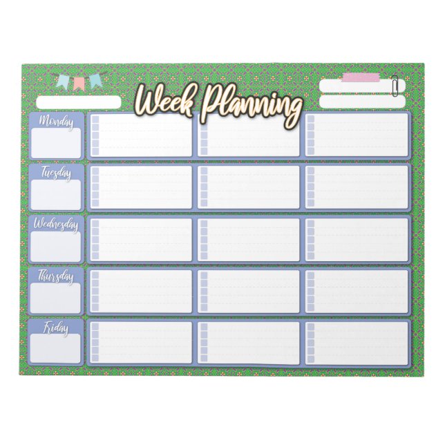 HOMESCHOOL WEEKLY PLANNER 3-Kolumnen-Pad Notizblock (Vorderseite)