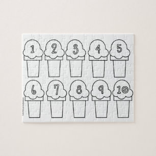 Homeschool-Zähl-Farbbilder Eiscreme Puzzle