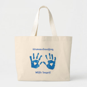 Homeschooling mit Herz-Tasche Jumbo Stoffbeutel