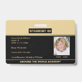 Homeschoor Student ID Abzeichen Black Gold Ausweis