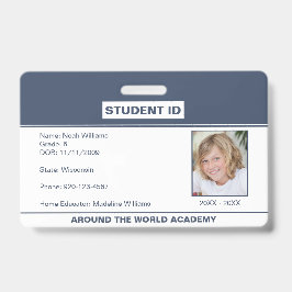 Homeschoor Student ID Abzeichen Blue White Ausweis