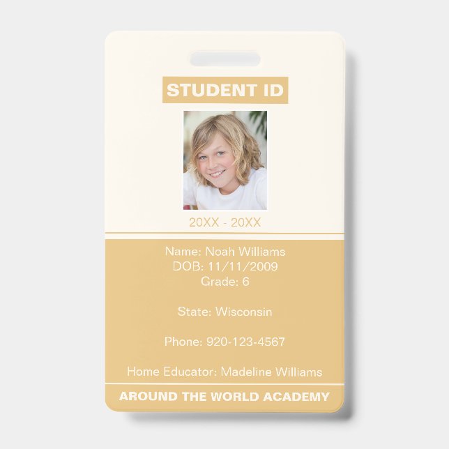 Homeschoor Student ID Abzeichen Gold Ausweis (Vorderseite)