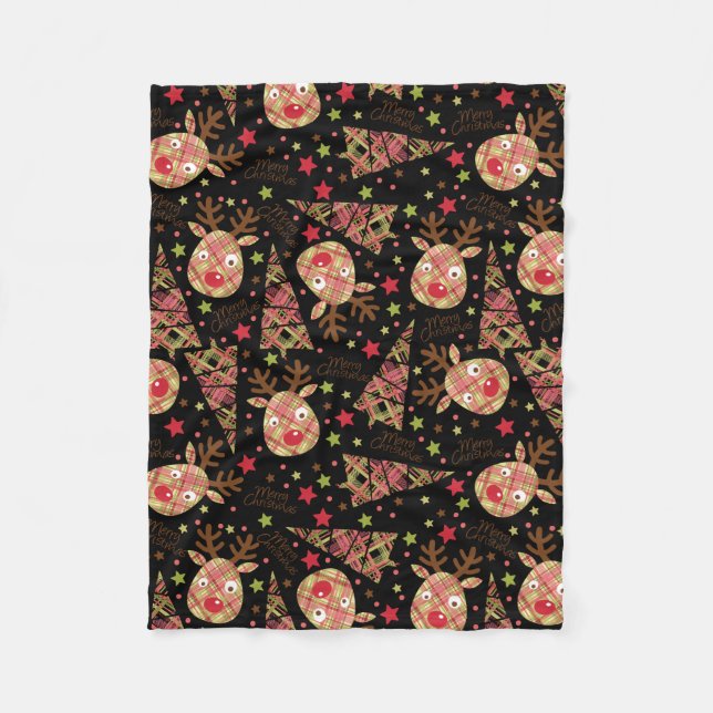Homespun frohe Weihnachtsmuster Fleecedecke (Vorderseite)