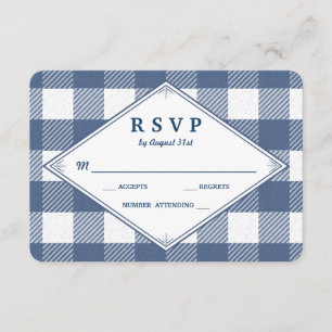 Homespun Gingham Wedding RSVP Card Karte