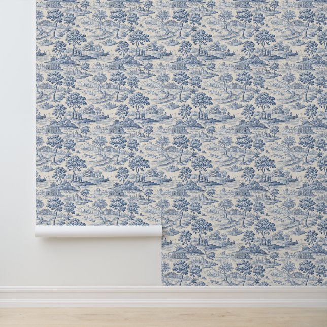 Homestead Blue Toile Tapete (Anwendung)