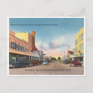 Homestead Florida Vintag Krome Avenue Szene Postkarte