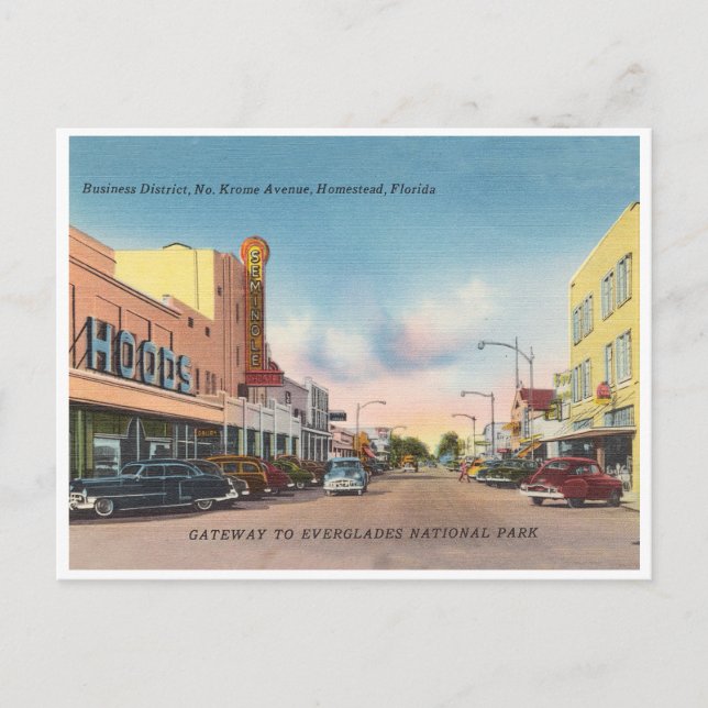 Homestead Florida Vintag Krome Avenue Szene Postkarte (Vorderseite)