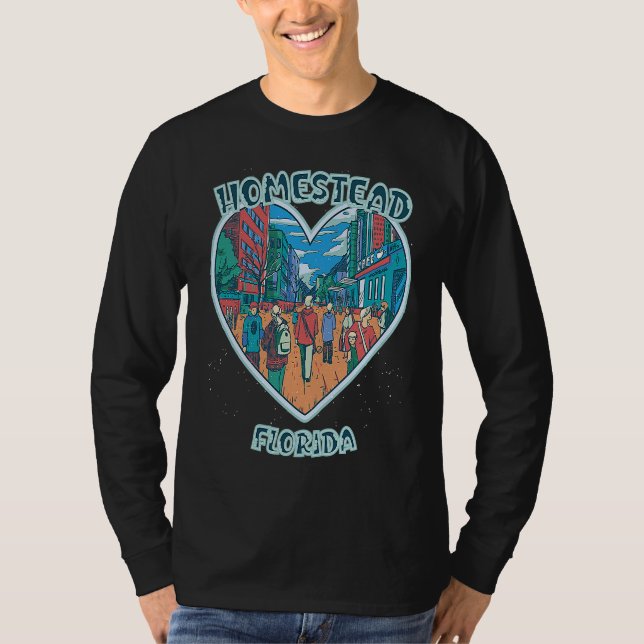 Homestead In Florida Travel Souvenir Heart T-Shirt (Vorderseite)