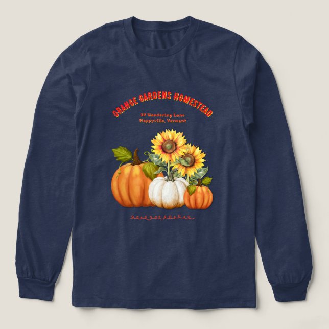 Homestead Sonnenblumen in Pumpkins Fall Tri-Blend Shirt (Design Vorderseite)