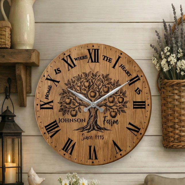 Homestead Wall Clock | Custom Name & Year  Große Wanduhr (Von Creator hochgeladen)