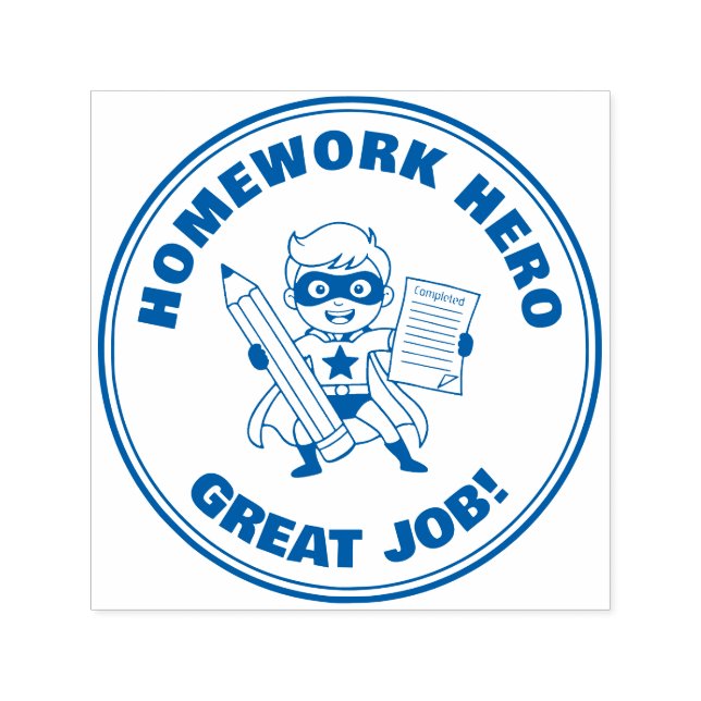 Homework Hero Teacher Reward Motivational Permastempel (Design)
