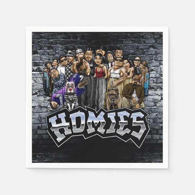 Homies Party Napkins, 90s Old School Party   Serviette (Vorderseite)