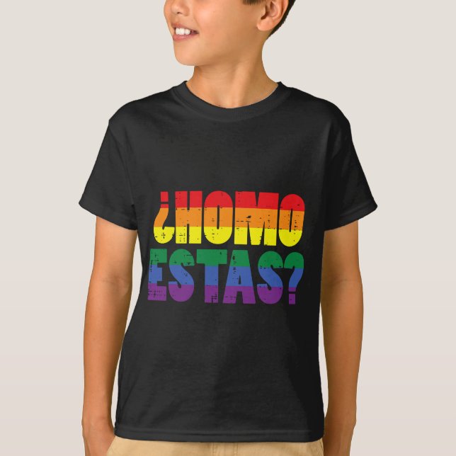 Homo Estas Spanisch Mexikanischer Funny Gay Pride  T-Shirt (Vorderseite)