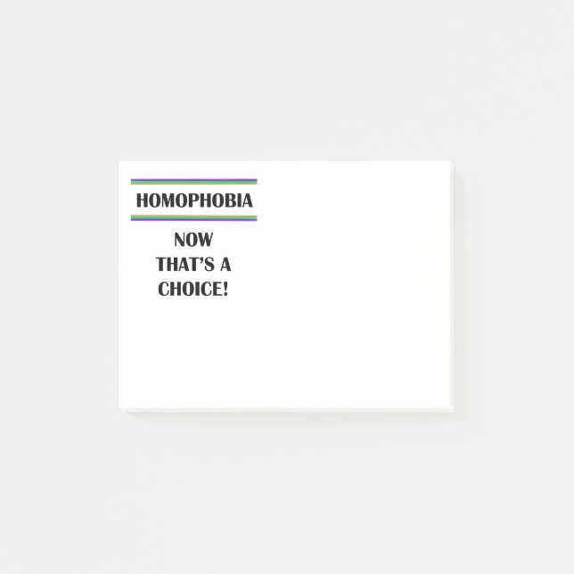 Homophobie. Das ist eine Wahl. Post-it Klebezettel (Vorderseite)