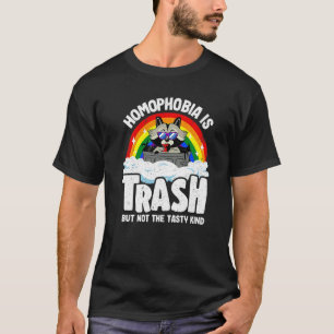 Homophobie ist Müll Waschbär Regenbogenflagge Gay  T-Shirt