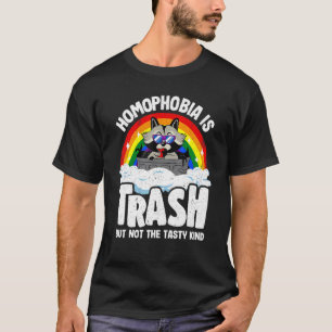 Homophobie ist Mülleimer Raccoon Rainbow Flag Gay  T-Shirt