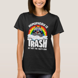 Homophobie ist Mülleimer Raccoon Rainbow Flag Gay  T-Shirt