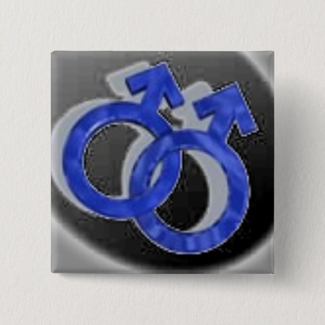 Homosexuell-Symbole Schwarzes Button (Vorderseite)