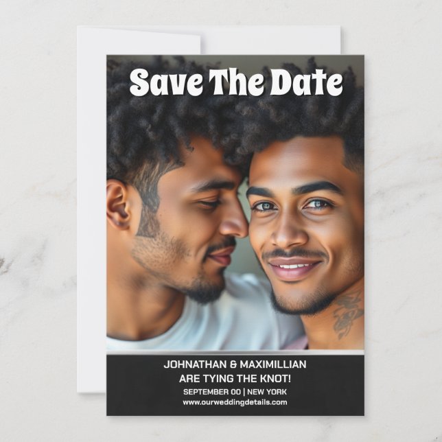 Homosexuelle Foto Save the Date Hochzeit (Vorderseite)