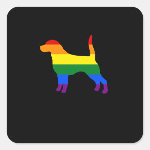Homosexuelle HundeBeagle-Regenbogen-Gay Quadratischer Aufkleber