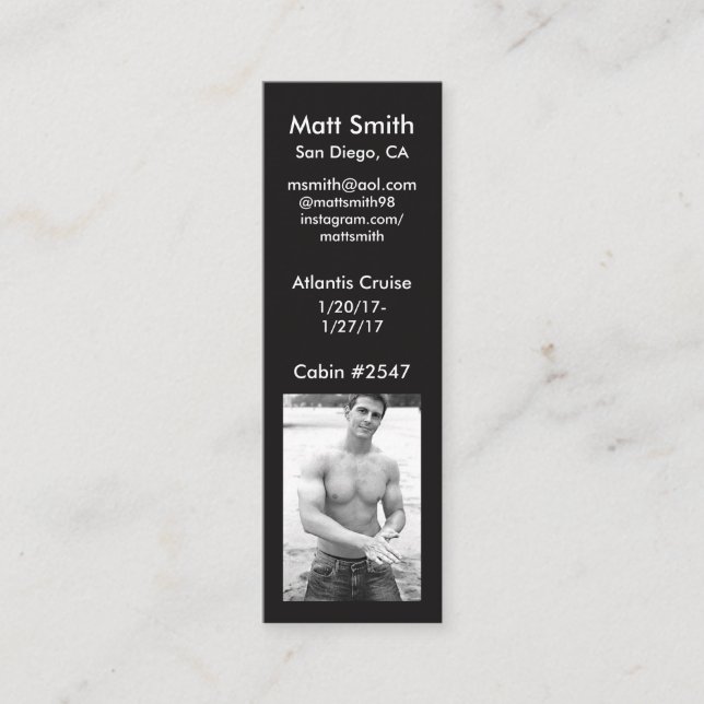 Homosexuelle Kreuzfahrt-Karte Mini Visitenkarte (Vorderseite)