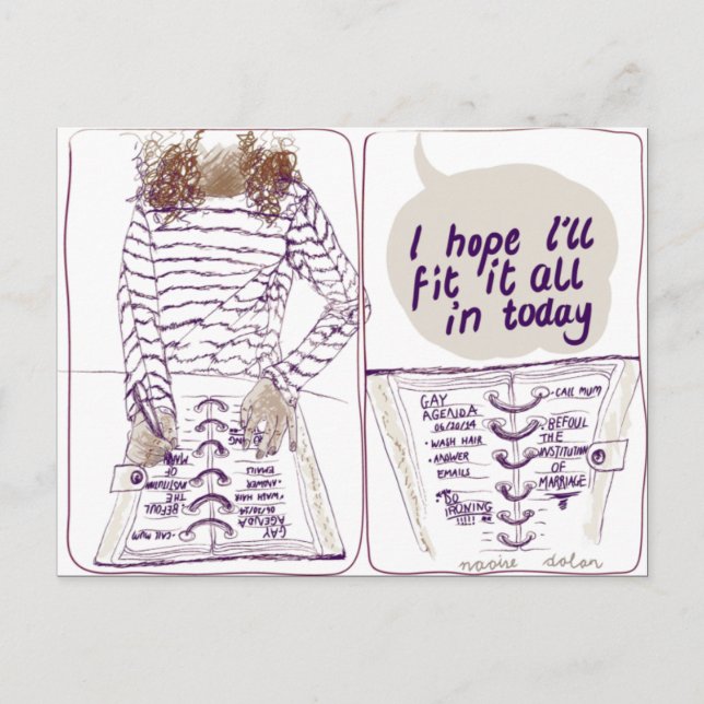 Homosexuelle Tagesordnung Postkarte (Vorderseite)