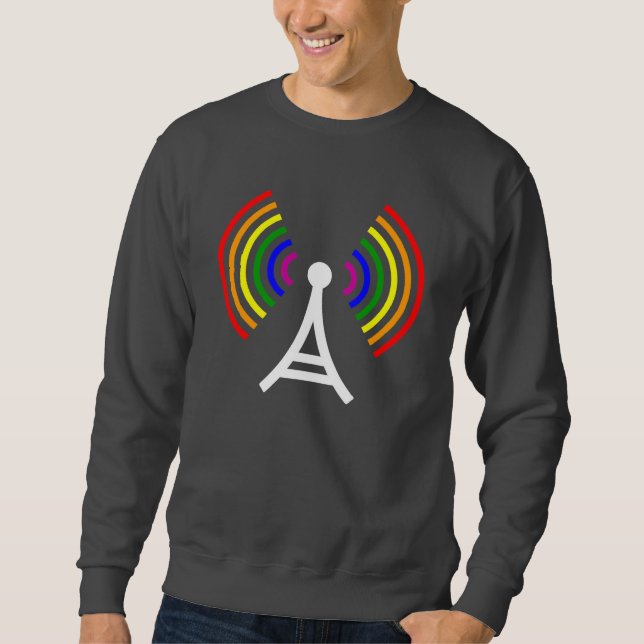 Homosexuelle WiFi-Regenbogen-Signal-Antenne Sweatshirt (Vorderseite)