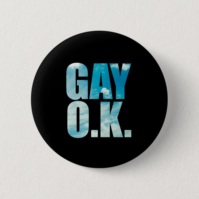 Homosexueller OKAY lustiger Hipster-Wolken-Text Button (Vorderseite)
