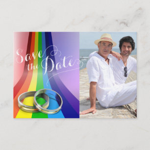 Homosexueller Regenbogen und Ringe, die Save the Save The Date