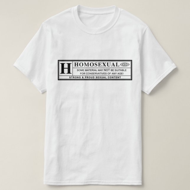 Homosexueller warnender Aufkleber T-Shirt (Design vorne)