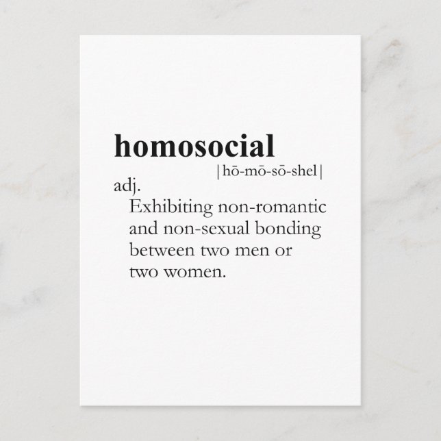 HOMOSOZIAL (Definition) Postkarte (Vorderseite)