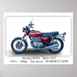 Honda CB350 Four 1973 Motorrad - A3 Print Poster
