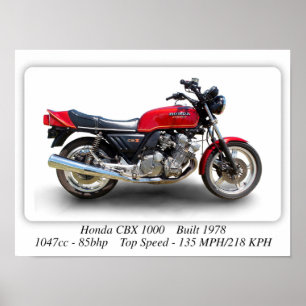 Honda CBX 1000 Motorrad - A3-Druckplakat Poster