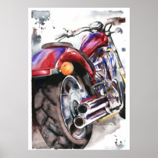 Honda Fury Motorrad Wasserfarbe von Jamie Hansen Poster