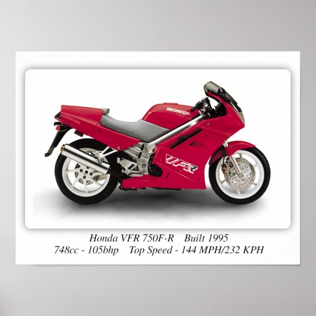Honda VFR 750F-R Motorrad - A3 Poster (Vorne)