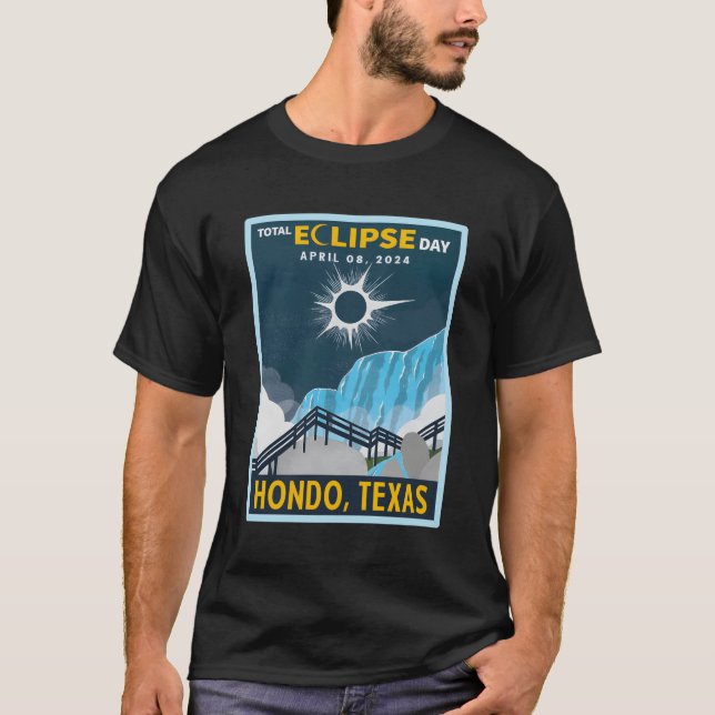 Hondo Texas Total Solar Eclipse 2024 T-Shirt (Vorderseite)