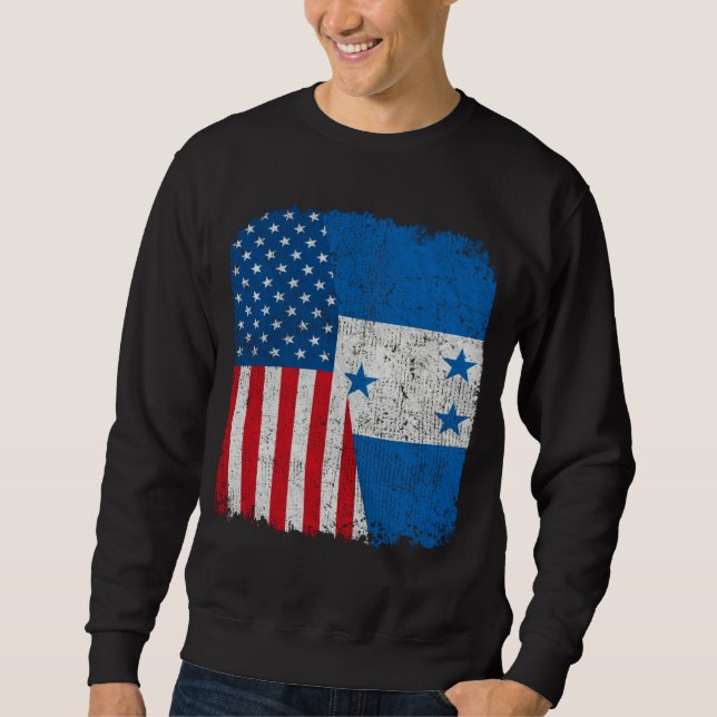Honduran American Flag Half USA Honduras Root Prou Sweatshirt (Vorderseite)